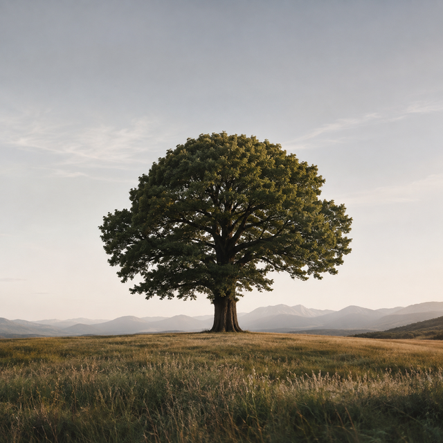 A lone tree in an open field